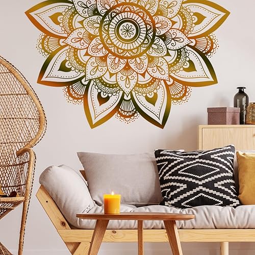 Runtoo Calcomanía de pared con diseño de mandala grande, diseño de flores bohemias, para sala de estar, dormitorio, cabecero, yoga, decoración del disponible en Yaxa El Salvador