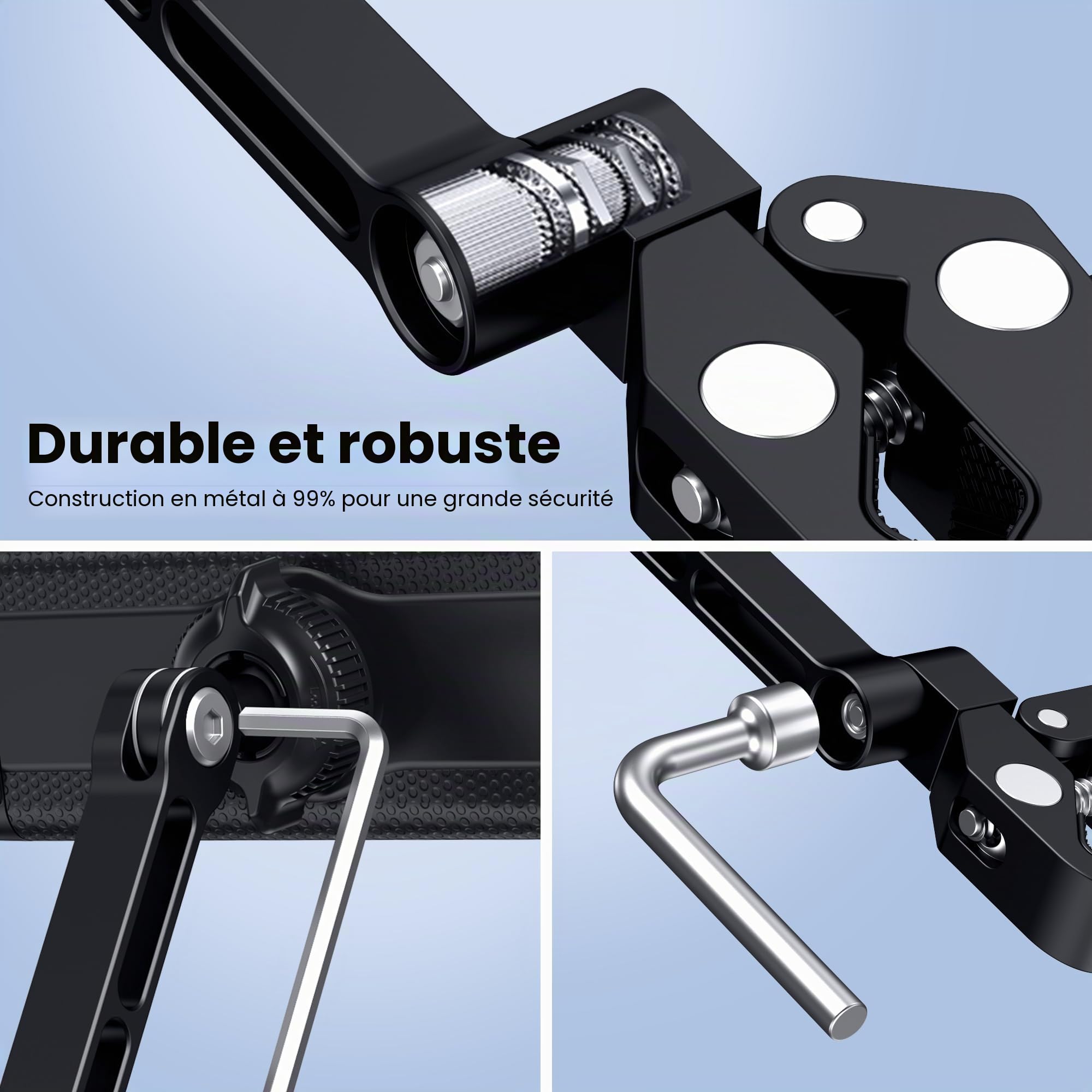 CreaDream support pour microphone et téléphone, tablette en aluminium compatible 4,7 à 12,9 pouces