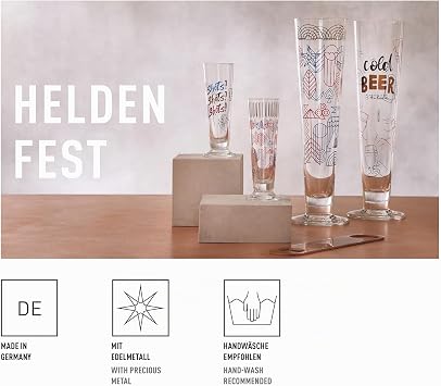 RITZENHOFF 1061015 Shot Glass 40 ml - Heldenfest Series Motif No. 15 Shot Glass 4 cl Round Multi-Coloured Made in Germany Item no. 1061015 Heldenfest series 1 shot glass 40 ml crystal glass dishwasher safe