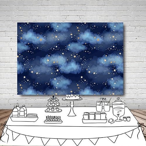Miniatura 4 de MEHOFOTO Fondo de estudio fotográfico de cielo azul oscuro, nube, accesorios de fondo para niños, cumpleaños, príncipe, baby shower, decoración de
