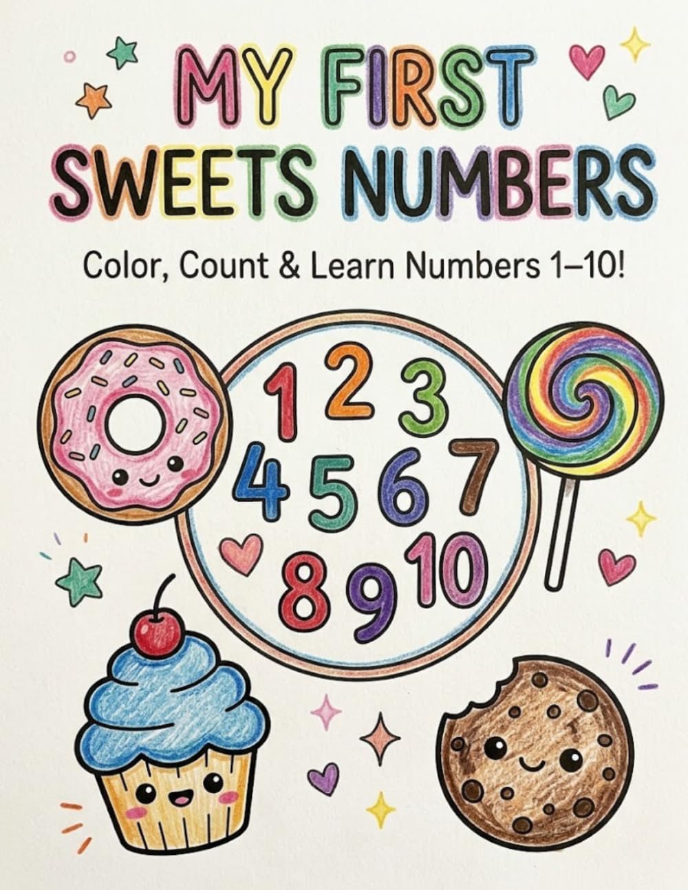 My First Sweets Numbers: A Fun Coloring & Number Learning Book for Toddlers Ages 1–3