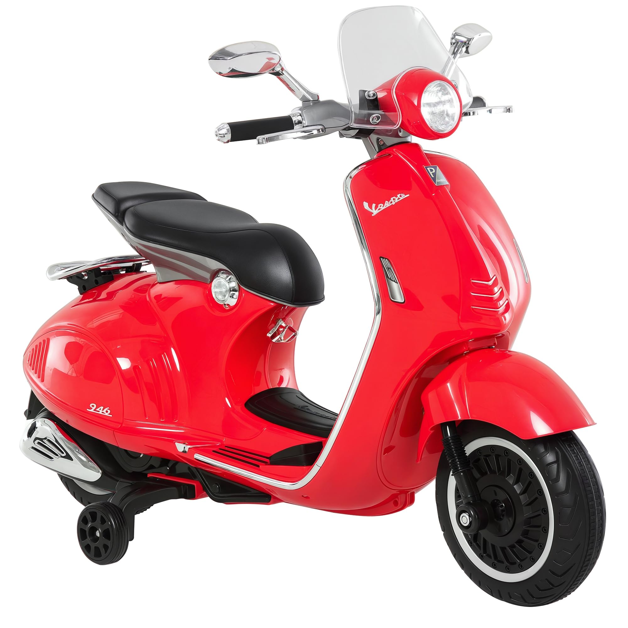 HOMCOM Elektro Kindermotorrad Elektromotorrad mit MP3, Musik, Scheinwerfer, Vor- und Rückwärtsgang, Kinder Elektro Motorrad für 3-6 Jahre Kinder, Rot