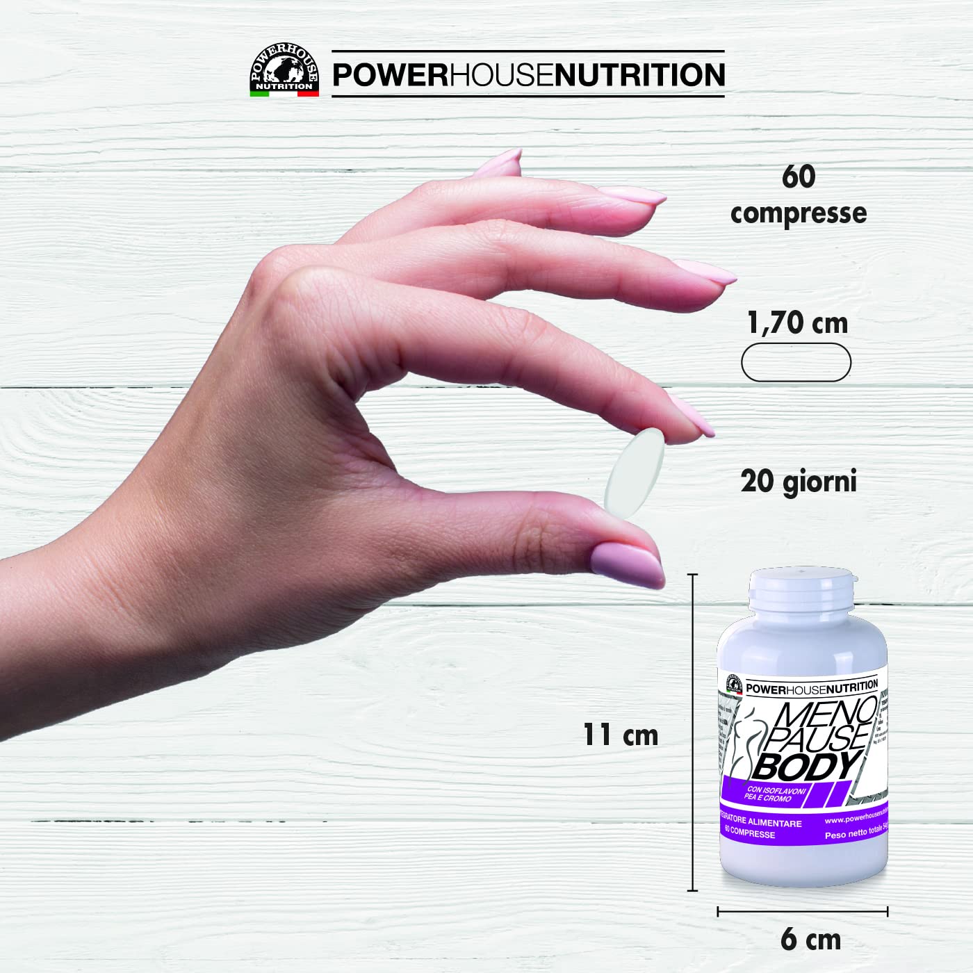 Integratore Menopausa e Pre-Menopausa Donna MENOPAUSE BODY – Isoflavoni di Soia, PEA e Cromo – 60 Compresse – Made in Italy – Powerhouse Nutrition