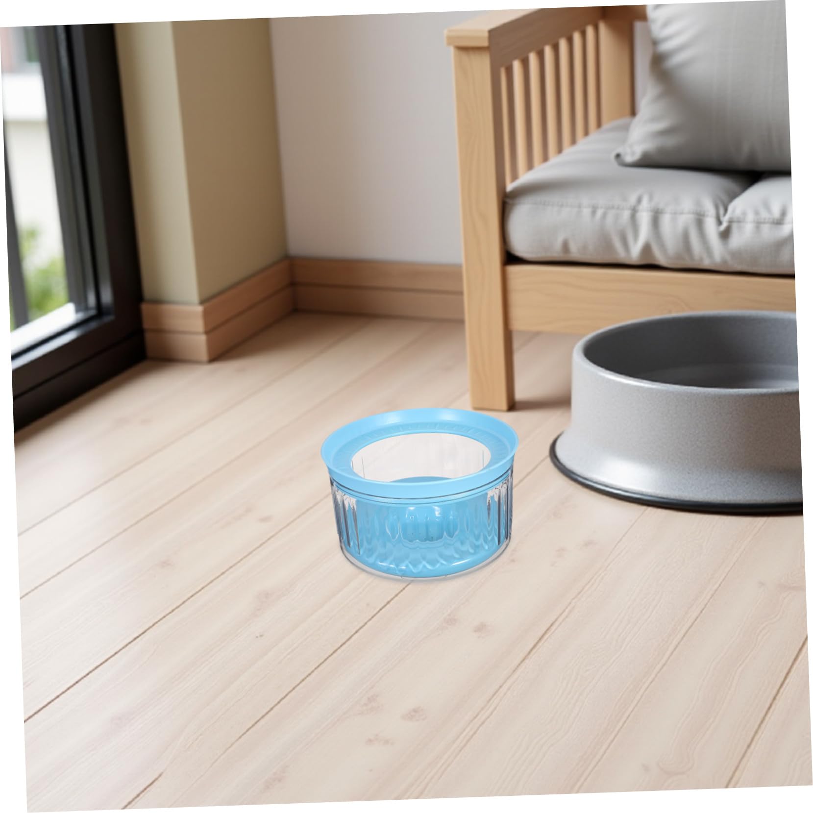 KOMBIUDA Transparente Schwimmende Auslaufsichere Hundetrinkschale mit Spritzschutz Langsame Wasseraufnahme Splash Innen und Außen Schleckresistent für Unterwegs und Zuhause