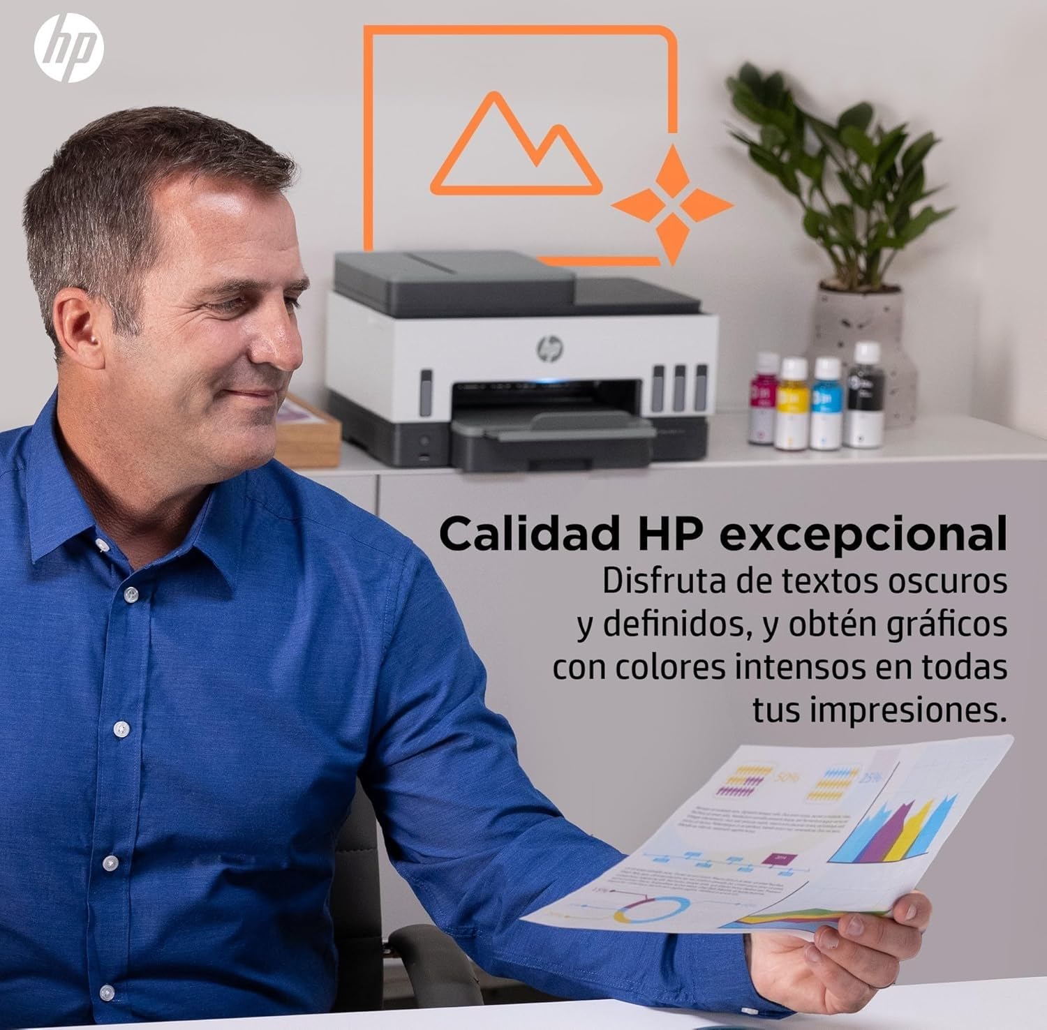 HP Smart Tank 7605 28C02A - Impresora A4 Multifunción con Deposito de Tinta Recargable, Impresión a Color, Escaner, Copiadora, Fax, Wi-Fi, Smart App, Blanco y Negro