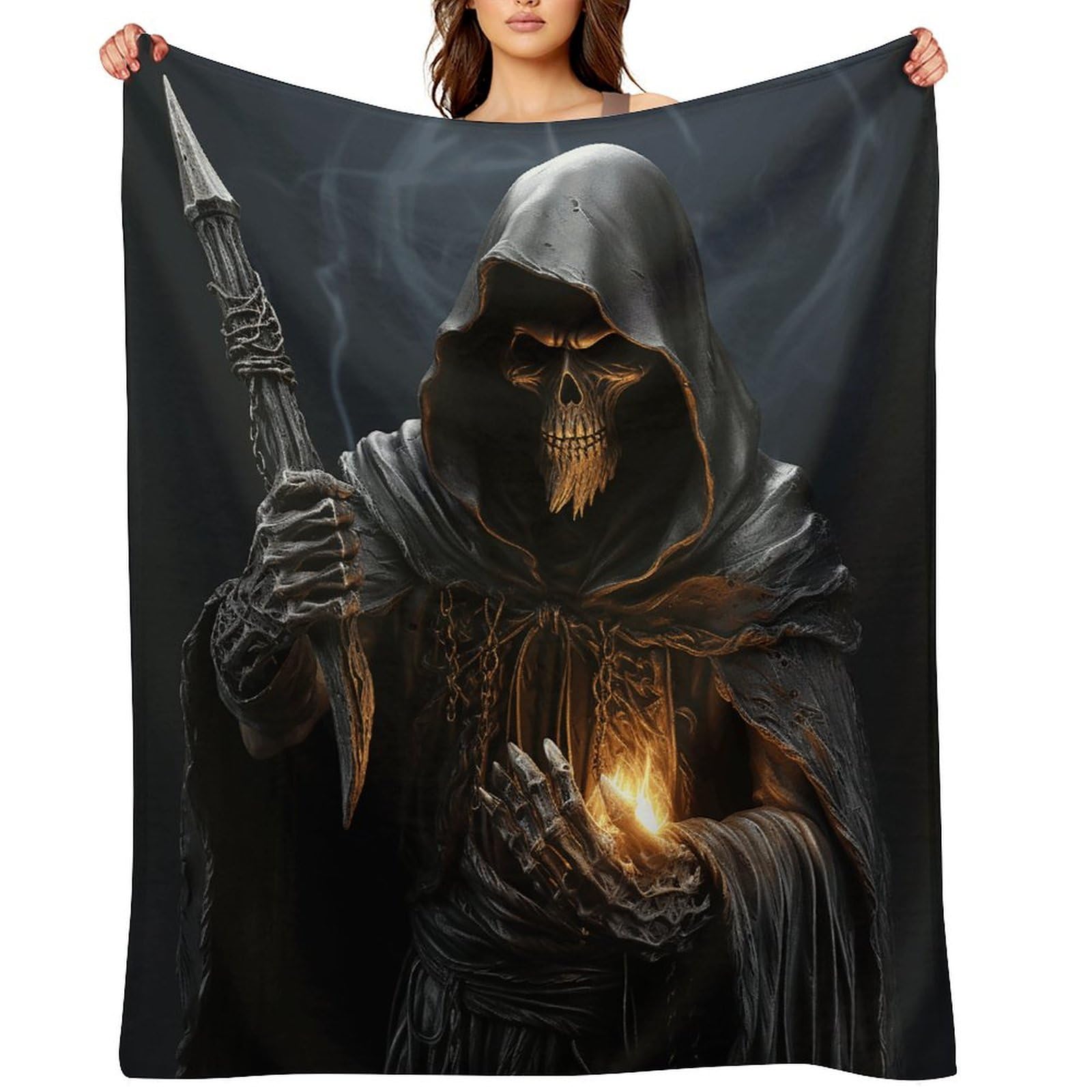 Grim-Reaper Throw Blanket for Couch and Bed Super Soft Warm Lightweight Throw Blankets Cozy Fuzzy Flannel Blanket Personalized Decorative Blankets for Sofa Decor 60"x80"