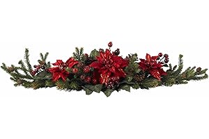 Nearly Natural Poinsettia & Berry Centerpiece for a Festive Holiday