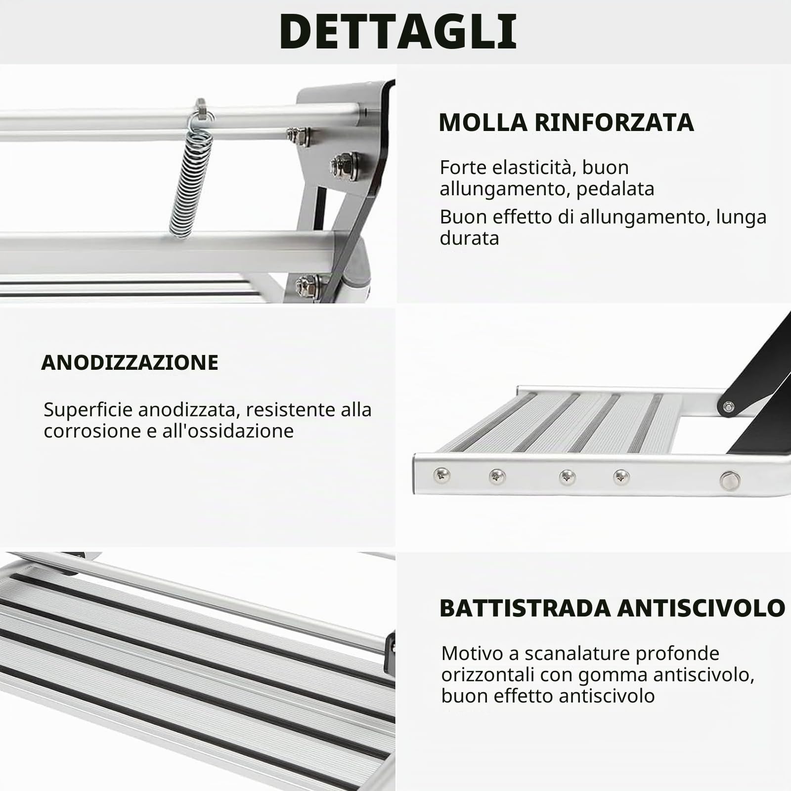 Gradino Camper,Gradino per Camper in Lega di Alluminio con Strisce Antiscivolo,Raccordi per Gradini per Roulotte Pieghevoli,Super capacità di Carico di 200 kg,Adatto a Camion e Roulotte