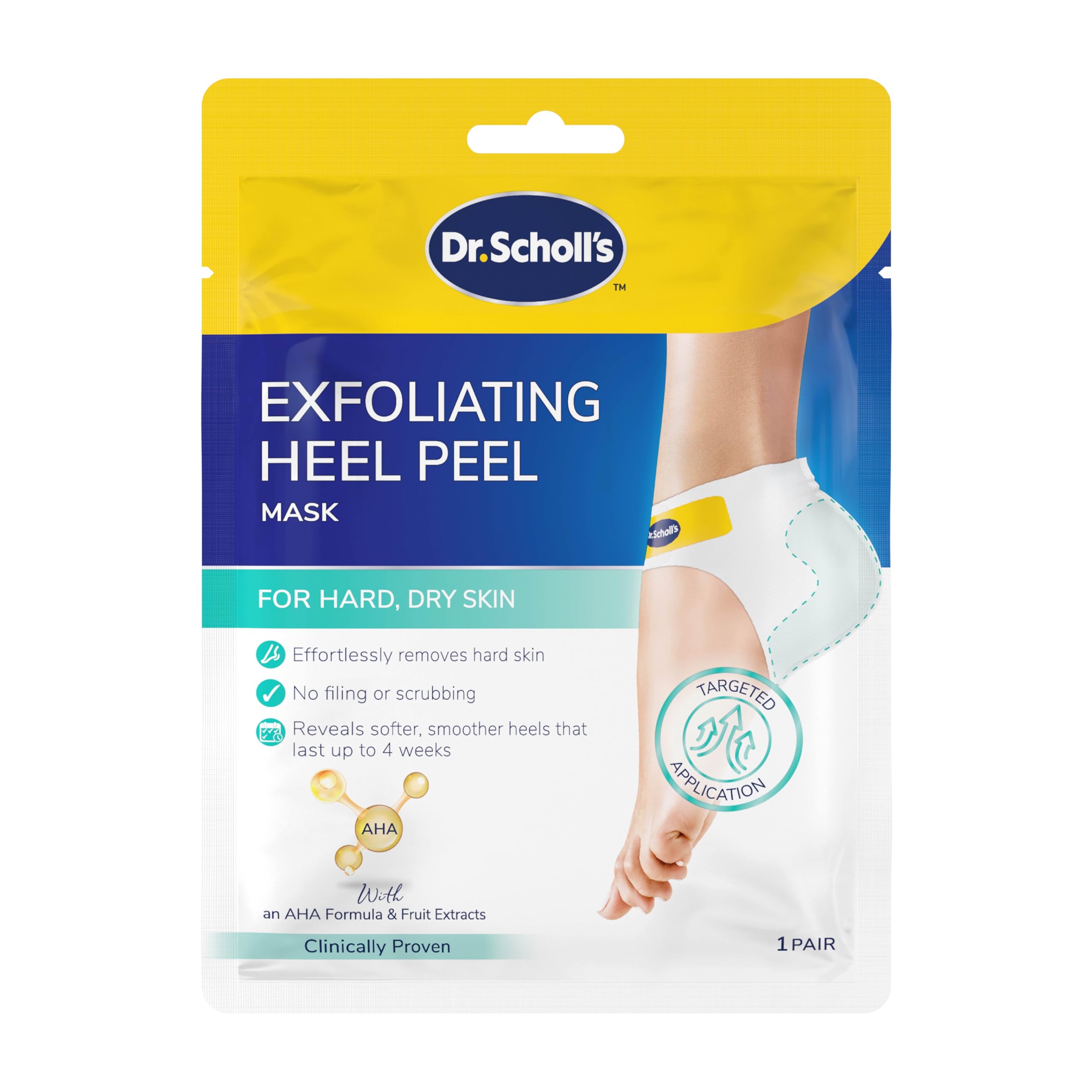 Dr. Scholl's ExpertCare Exfoliating Heel Peel Foot Mask for Visibly Softer and Smoother Heels, Clinically Proven - 1 Pair