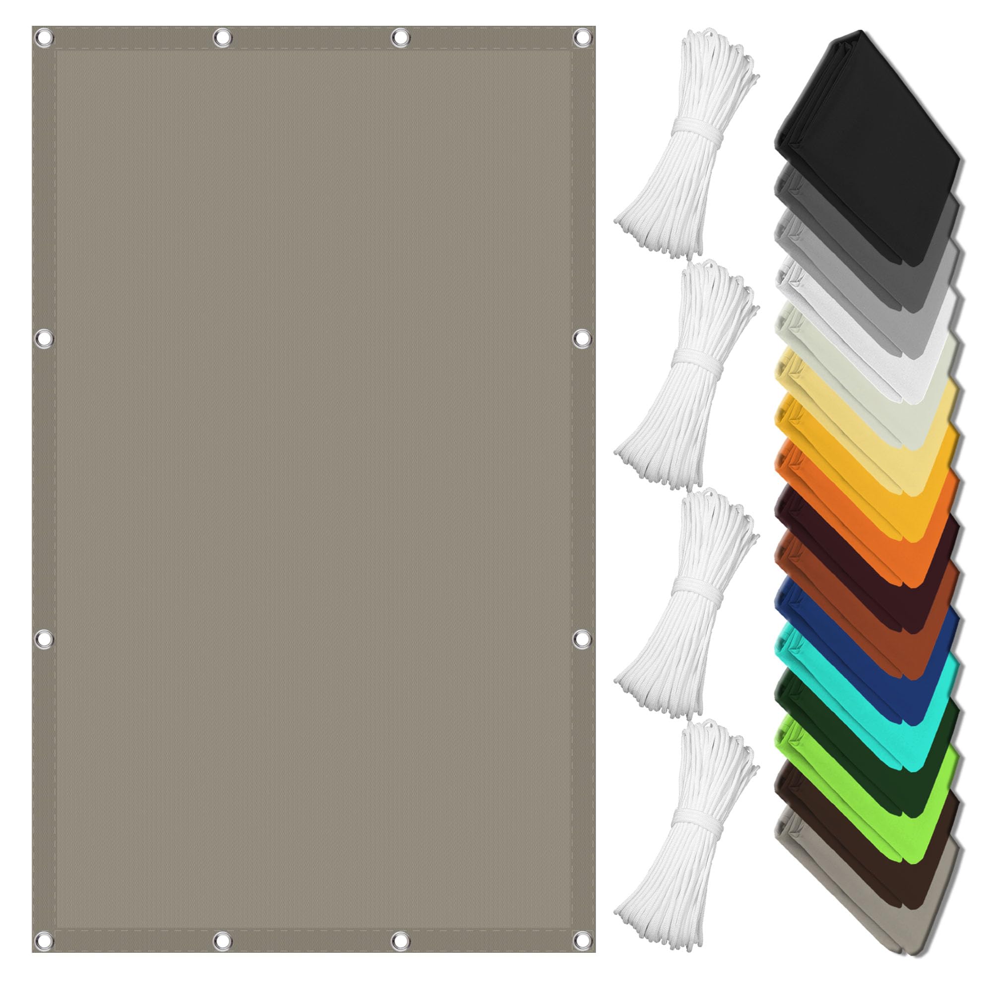 Voile d'ombrage rectangulaire taupe 2,2x6 m : bâche étanche et anti-UV pour ombrager le jardin.