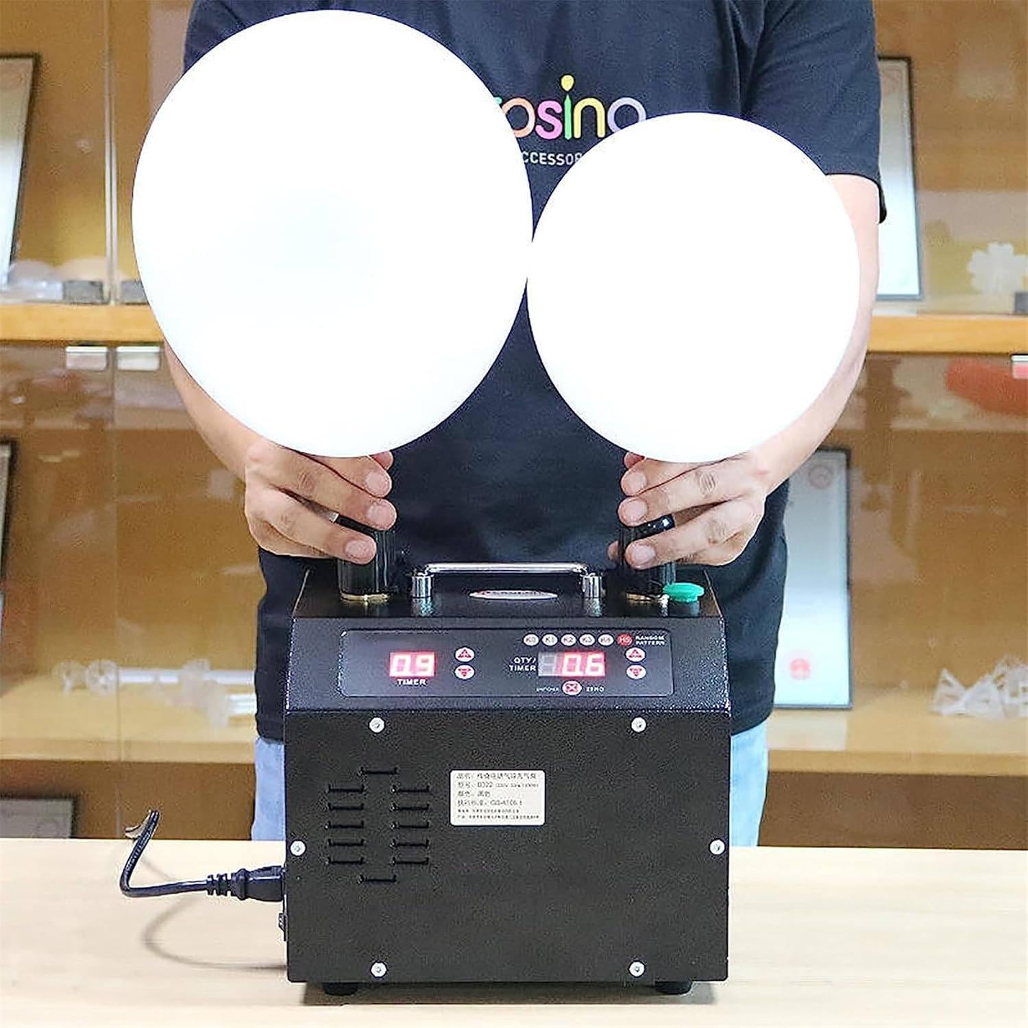 Elektryczna pompka do balonów z podwójną dyszą i pedałem nożnym, dmuchawa do nadmuchiwania 1400 W, do dekoracji imprezowych i ślubnych, szybkie i wydajne pompowanie balonów