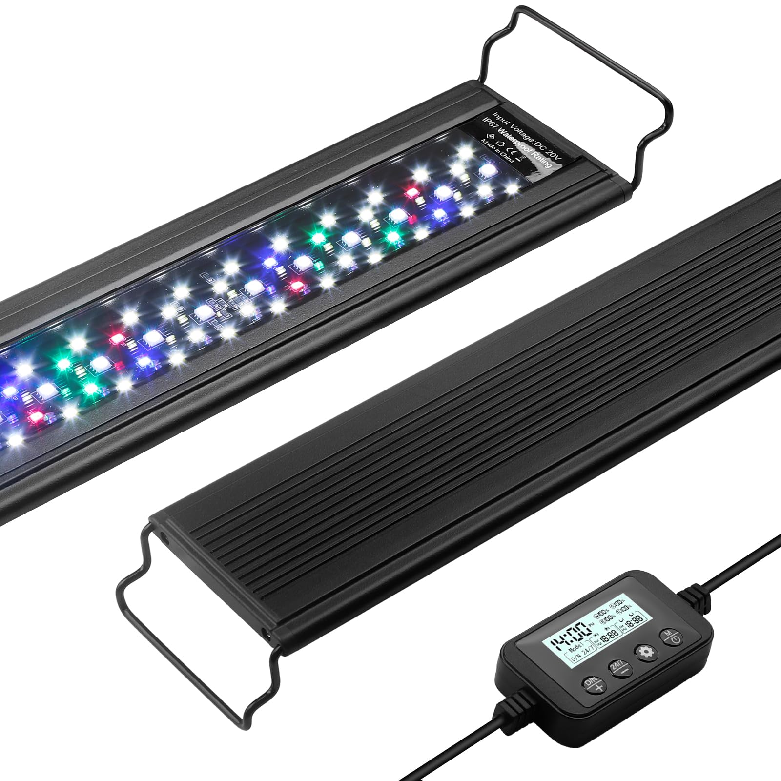BAITAI Aquarium Light, 24/7 Full Spectrum LED Fish Tank Light with LCD Controller, Auto On/Off, IP67 Waterproof