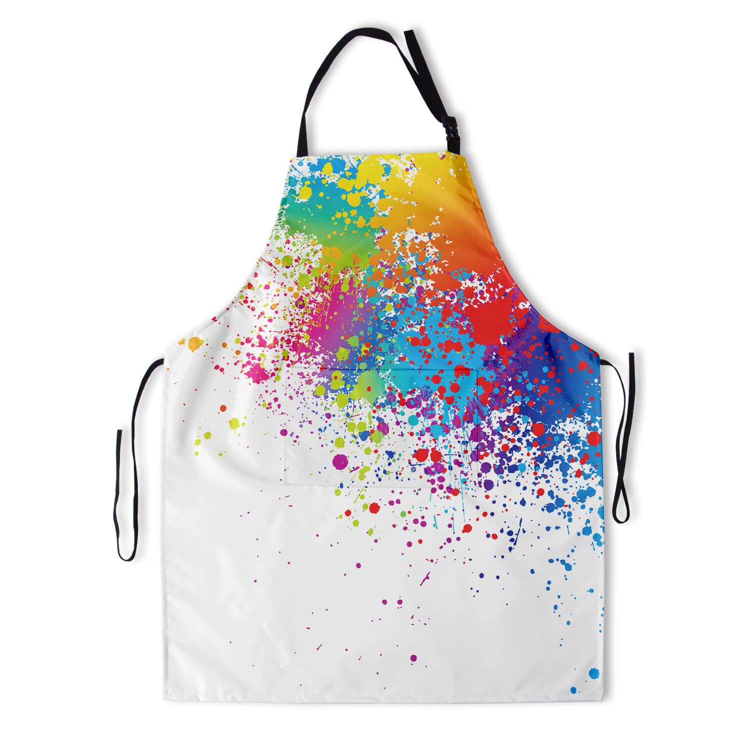 Sweetshow Waterproof Apron Artist Apron With Adjustable Neck and 2 Pockets Colorful Painting Aprons for Bbq Grill Women Men