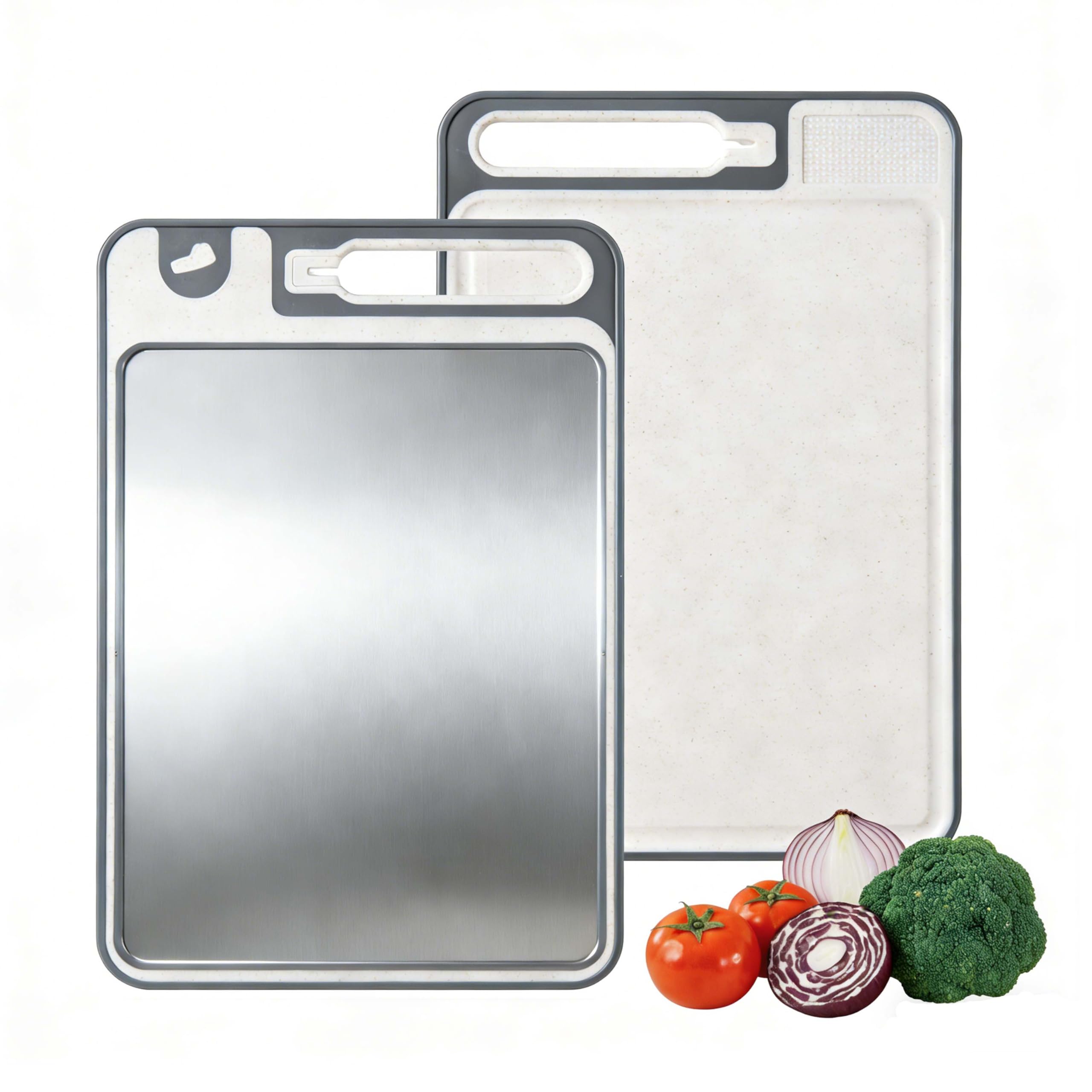 URMONA Acciaio inossidabile 304 e radice di paglia, taglieri da cucina, senza BPA, facile da pulire, accessori da cucina, ideale per cucinare