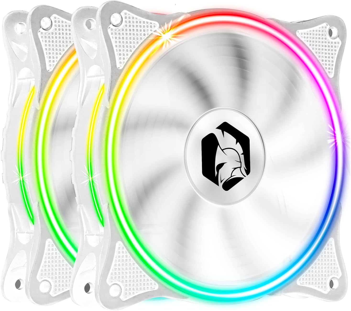 EZDIY-FAB Moonlight RGB Behuizingsventilator, 120 mm, met Fan Hub X en afstandsbediening, moederbord Aura SYNC, snelheidsregeling, adresseerbare ventilator voor PC Case, 6 stuks