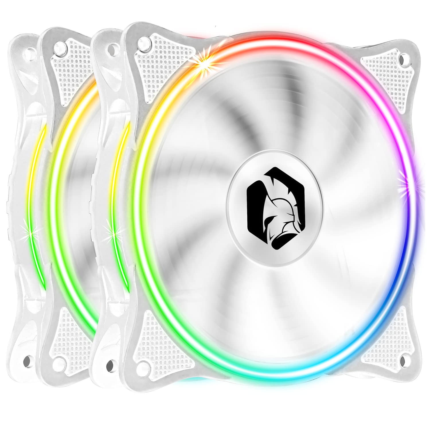 EMPIRE GAMING - Ventilador de Caja PC Gamer 2x120 MM - Flujo de aire elevado - RGB Direccionable LED PWM 3 Pines 5 V - Dual Loop – Silencioso – Refrigeración 12 CM - Blanco