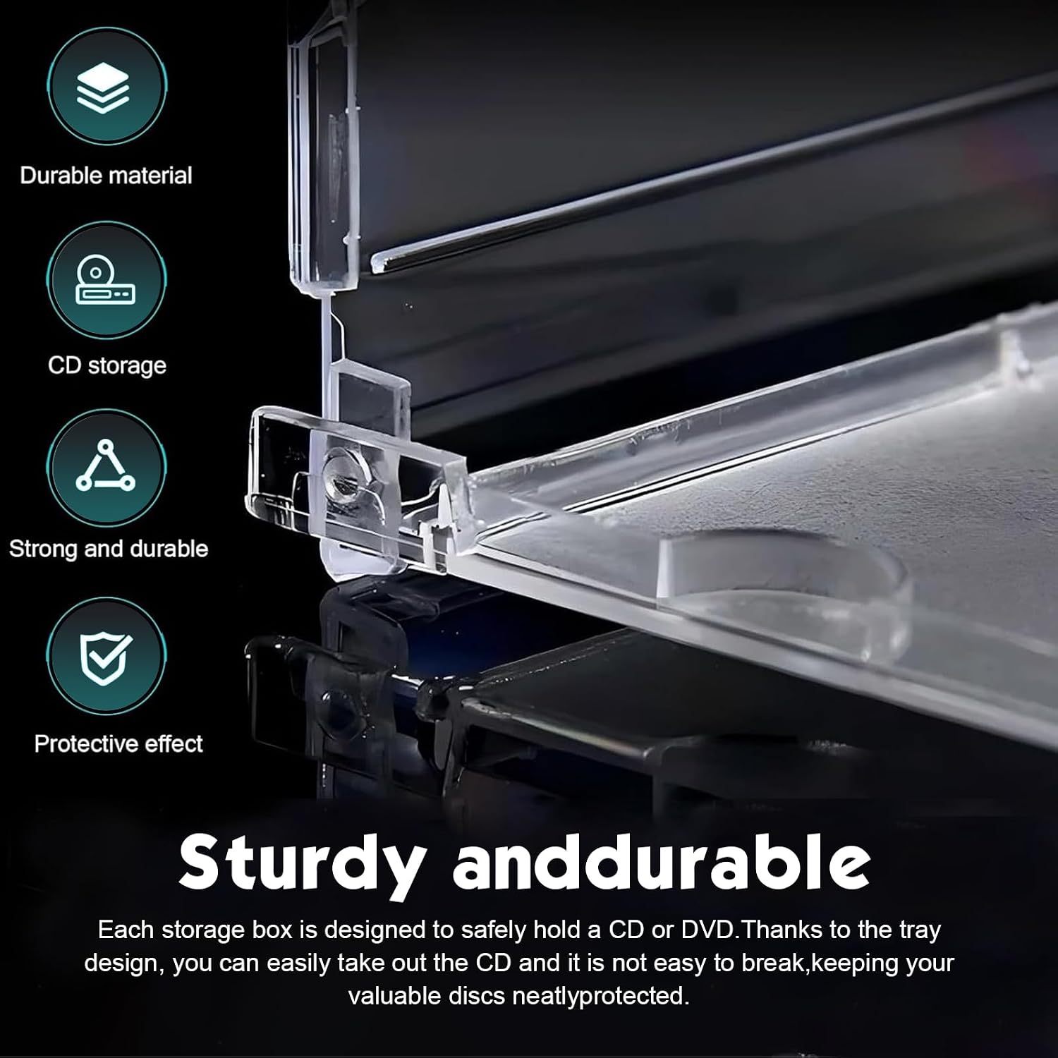 5 PCS Car Standard Single Clear CD Jewel Cases, Rigid Plastic DVD Storage Case with Assembled Tray, Thickened Anti-scratch Protective Discs Holder, for Car & Home (Black)