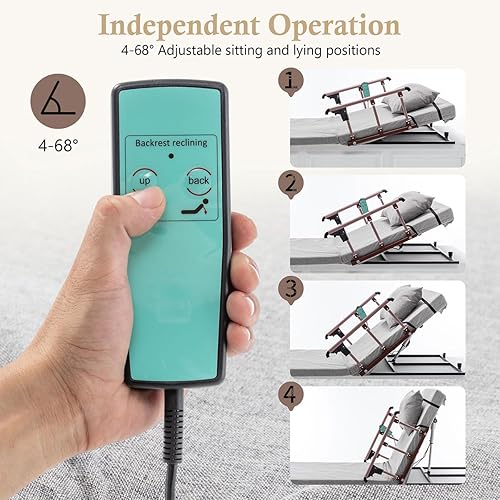 Miniatura 2 de Respaldo de cama eléctrico ajustable con control remoto, soporte reclinable de 4 a 68 para ancianos, mujeres embarazadas y pacientes, marco de acero