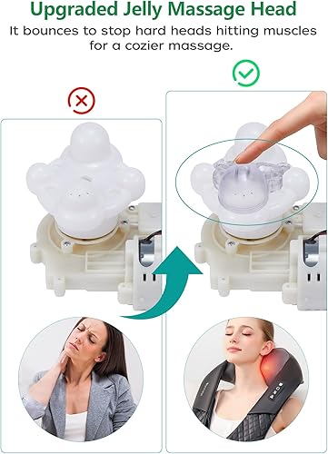 Miniatura 9 de Masajeador Shiatsu inalámbrico de cuello y espalda con calor para aliviar el dolor de tejido profundo, almohada eléctrica recargable 4D de masaje