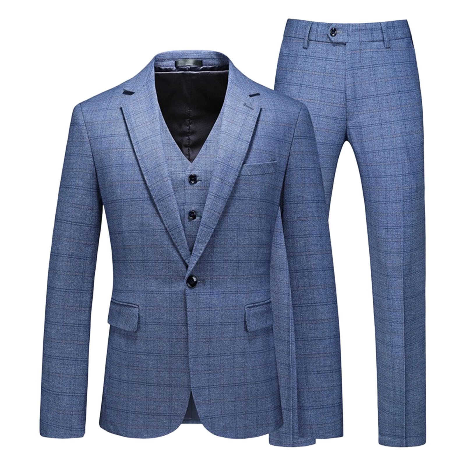 Męski strój biznesowy w kratę 3-częściowa sukienka slim fit smoking vintage w kratkę garnitur na ślub studniówkę imprezę do biura