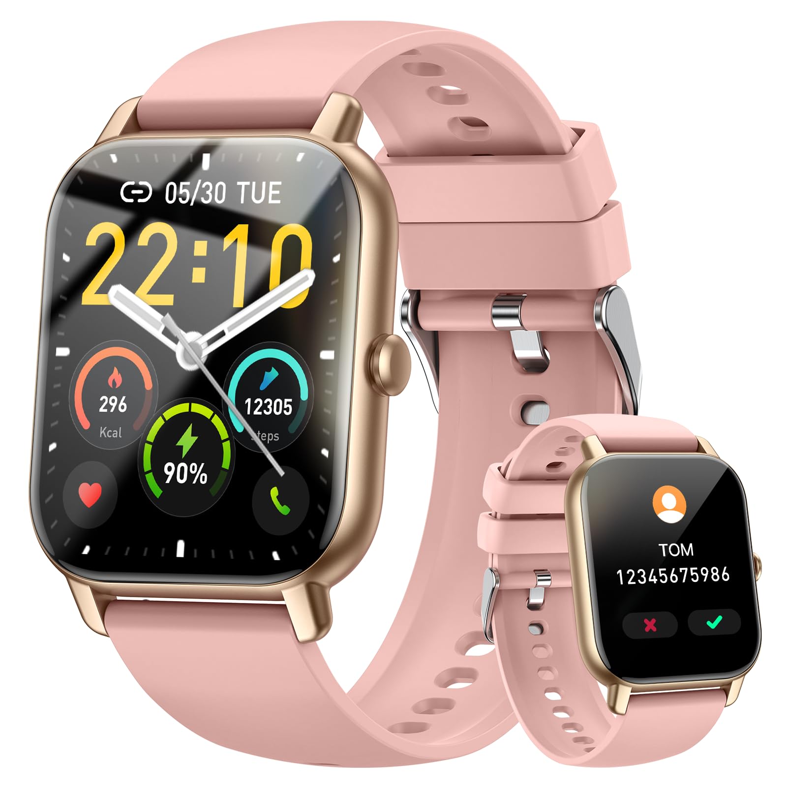 Smartwatch Uomo Donna, 1.85" HD Orologio Bluetooth Effettua/Risposta Chiamate, 110+ Sportive Smart Watch Cardiofrequenzimetro/Contapassi/SpO2/Sonno, Impermeabile IP68 Fitness Tracker per Android iOS