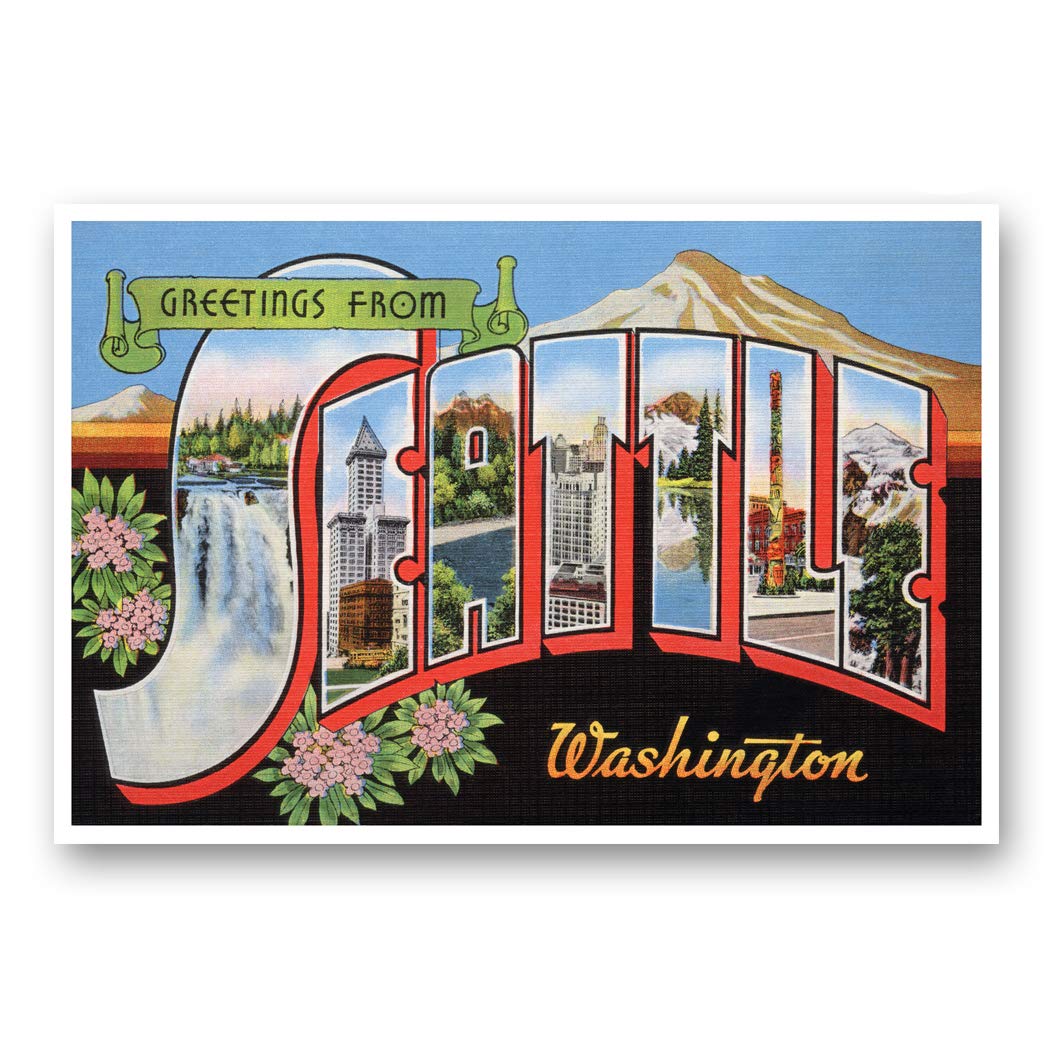 Amazon.com : GREETINGS FROM SEATTLE, WA vintage reprint postcard