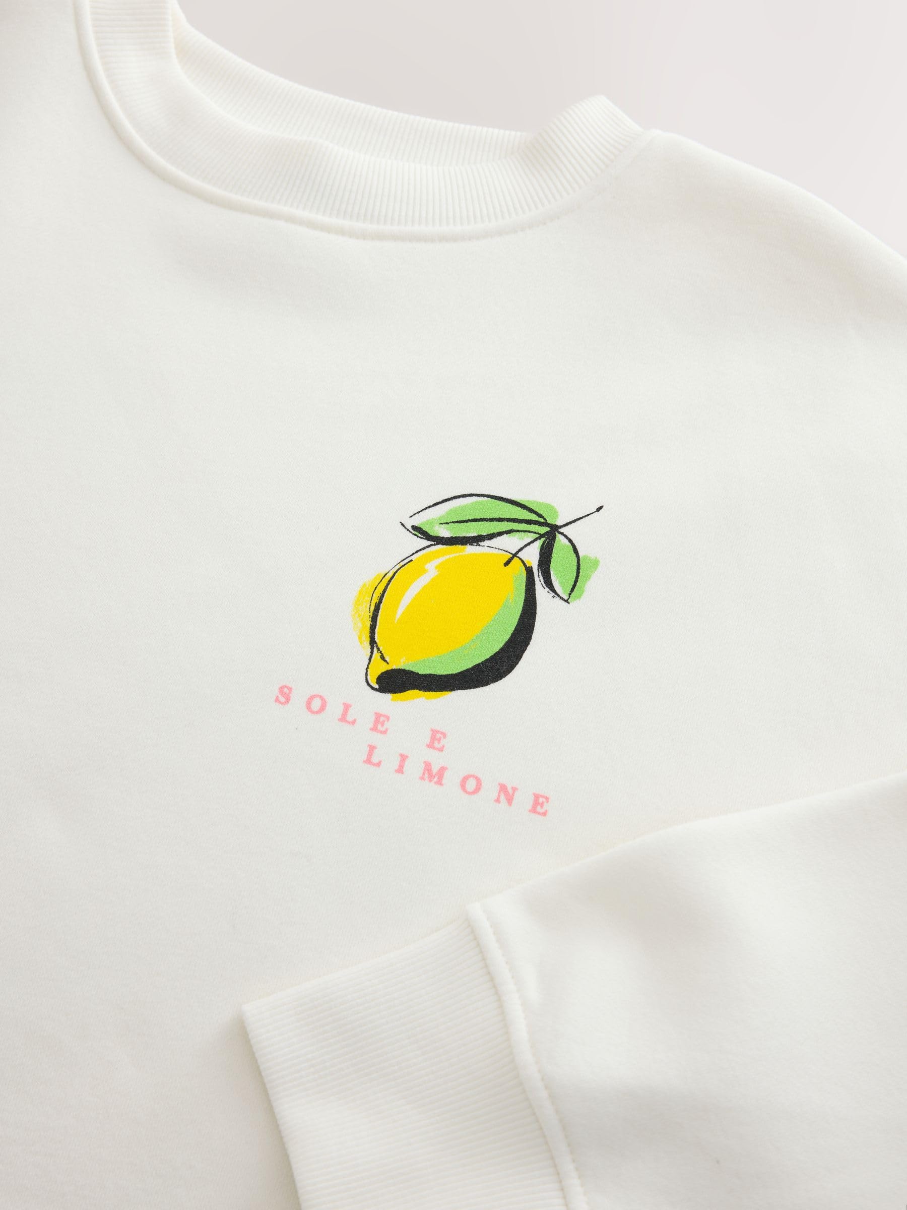 NEXT Donne Felpa Girocollo con Stampa Grafica Limone