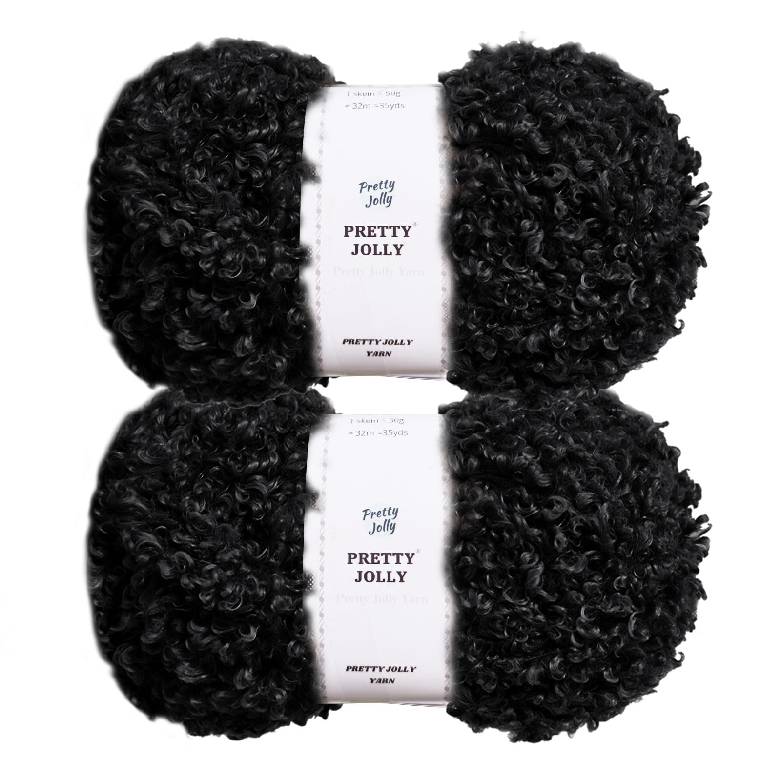 Pretty Jolly 2 Skeins Teddy Fur Yarn (Black)