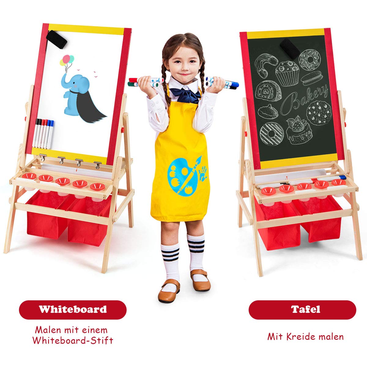 GOPLUS Caballete Infantil de Doble Cara con Soporte Ajustable