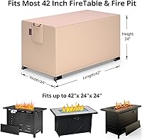 Vista 2 de QH.HOME Funda Rectangular para Hoguera de 42 x 24 Pulgadas, Cubierta para Mesa de Hoguera Exterior Impermeable Fuerte Resistente al Desgarro y a