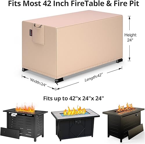 Miniatura 2 de QH.HOME Funda Rectangular para Hoguera de 42 x 24 Pulgadas, Cubierta para Mesa de Hoguera Exterior Impermeable Fuerte Resistente al Desgarro y a