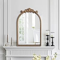 Vista 10 de ironsmithn Espejo de arco dorado, espejos antiguos de 28 x 36 pulgadas con marco de cuentas, espejo decorativo clásico vintage, espejos decorativos