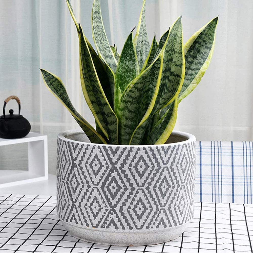 Siatka Ceramiczna Wewnętrzna Doniczka Ceramiczna Duża Gruba Oddychająca Roślina Podłogowa Doniczka Na Biurko Szkliwiona Ceramika Doniczka Ceramiczna Biała Doni,White,19.6CM