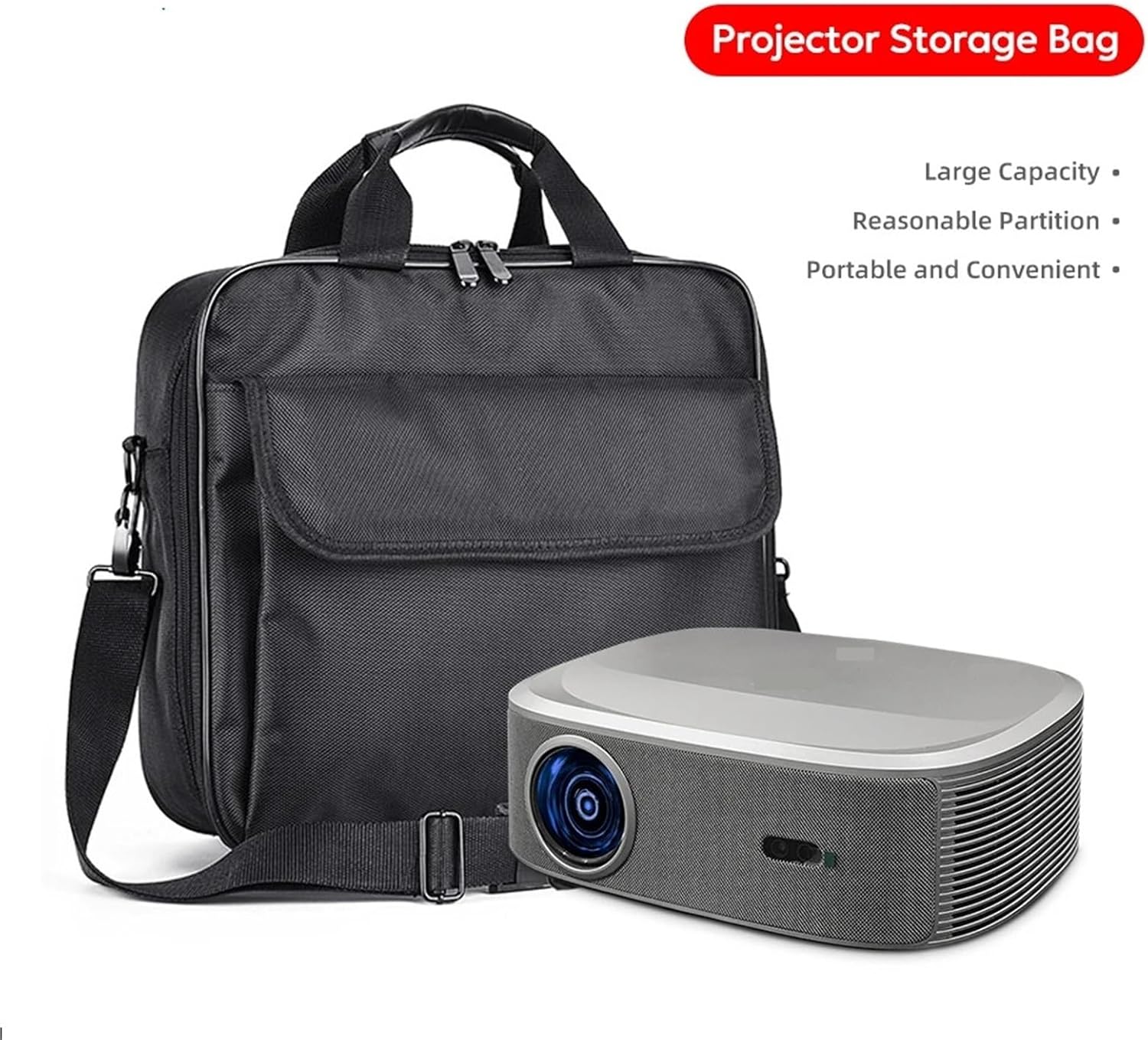 Compatible for Everycom D9W Ultra HQ11W Projector Travel Bag, Cotton Storage Shoulder Crossbody Handbag Protective Carry Case