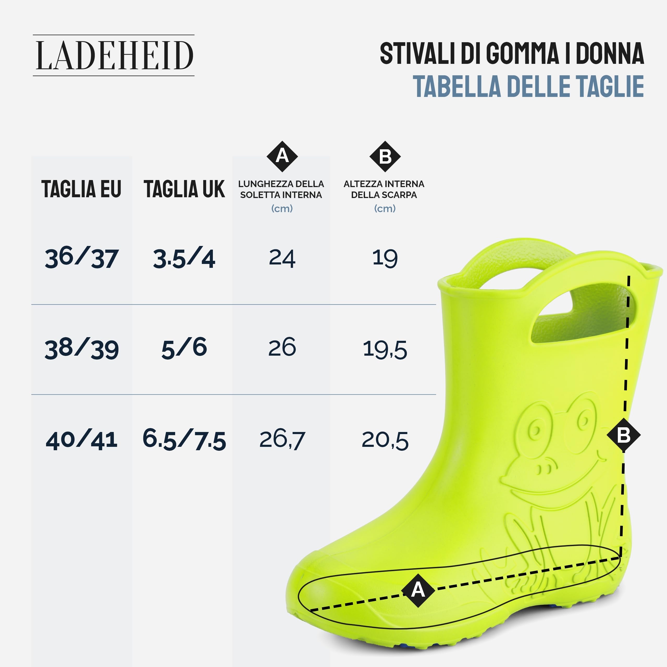 Ladeheid Stivali Pioggia Donna in EVA Termici – Impermeabili e Confortevoli, Invernali Stivali impermeabili donna Antiscivolo per la Pioggia, Facili da Pulire LA-СA-12