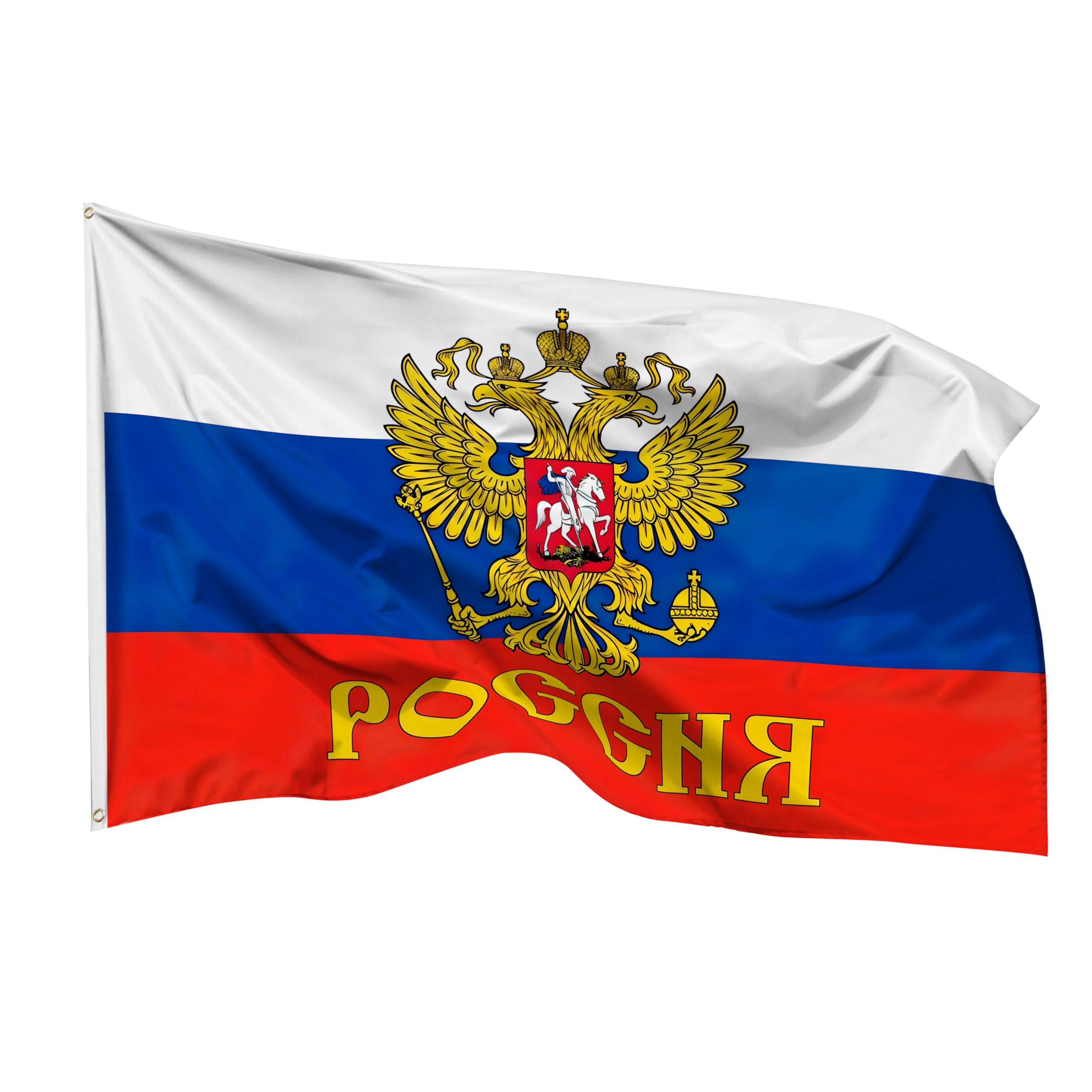 PHENO FLAGS Russia flag with eagle 90x150 cm, weatherproof & tear-resistant, for a perfect Russia decoration