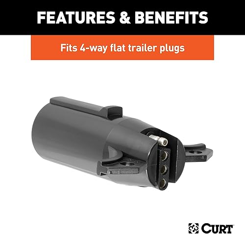 Miniatura 5 de CURT 57041 Adaptador de cableado de remolque plano de 7 vías de lado de vehículo a 4 vías