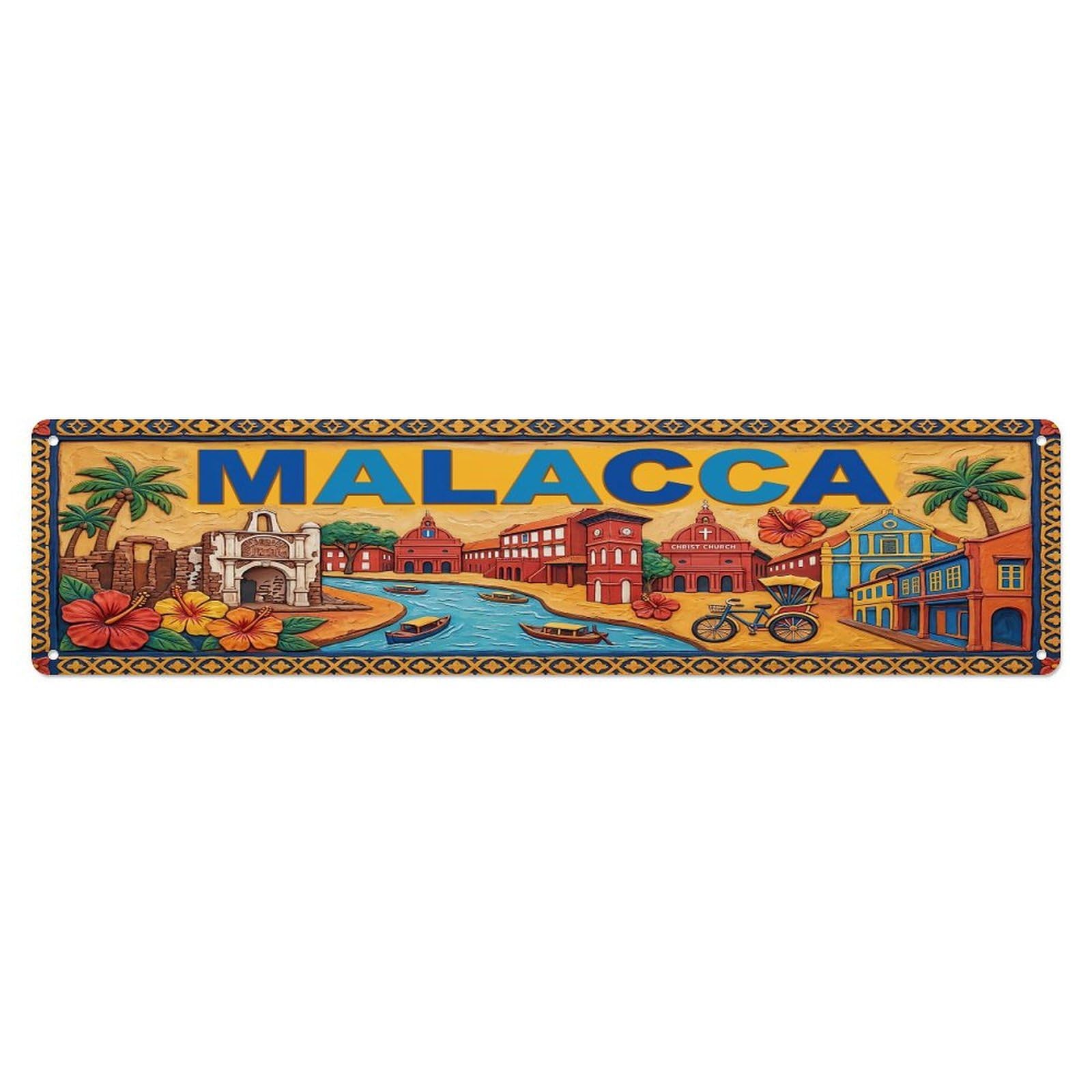 Gead 4X16inch Style Vintage Malacca Malaysia Flag Pattern Metal Tin Sign