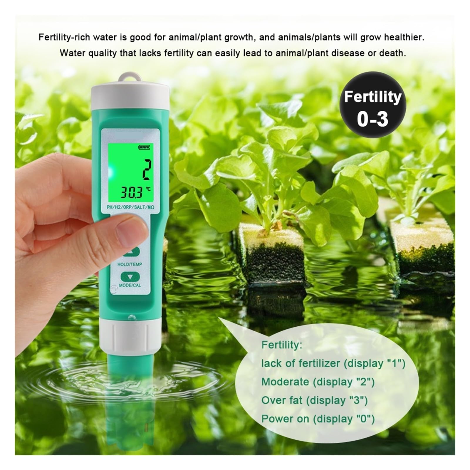 Medidor Agua Medidor De PH Tds Tester Digital ORP EC Salinity H2 SG SPA Acuario Herramienta Prueba Agua Solución Fertilizante Resistividad Instrumentos Multiusos Preciso Fácil
