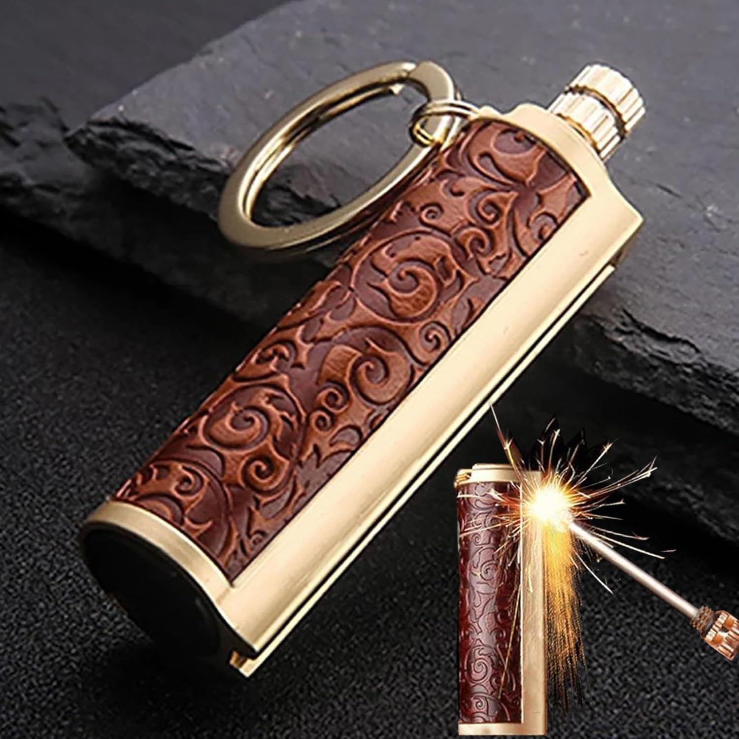 Waterproof Flints Fire Starter Match, Portable Flints and Steel Fire Starter Kit, Permanent Match Strike Set 10000 Times, Camping Fire Starter Survival Tool (Red Cylinder)