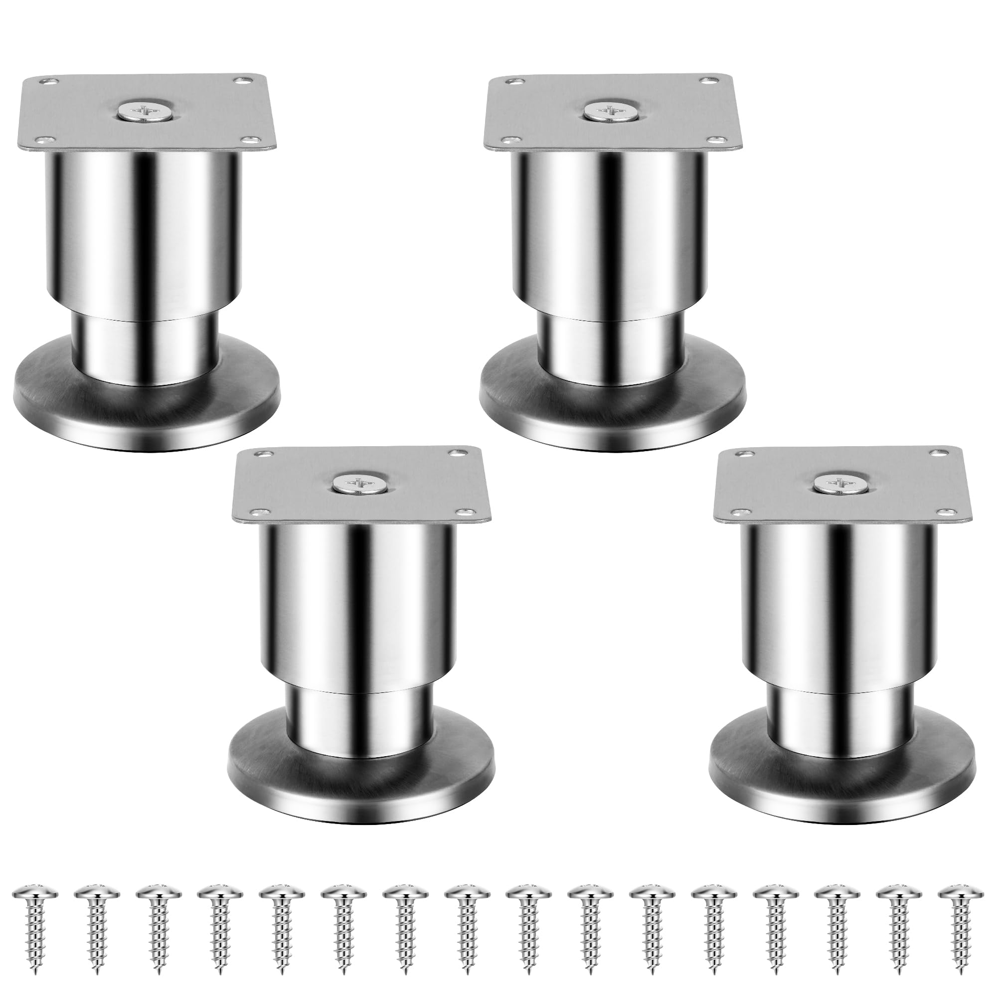Torven 4er-Set Edelstahl Möbelfüße (250kg Traglast), Möbelfüße Verstellbar – Als Schrank Füße, Sofa Füße, Badezimmermöbel-Füße, Bettfüße & Tischfüße, möbelfüße Metall
