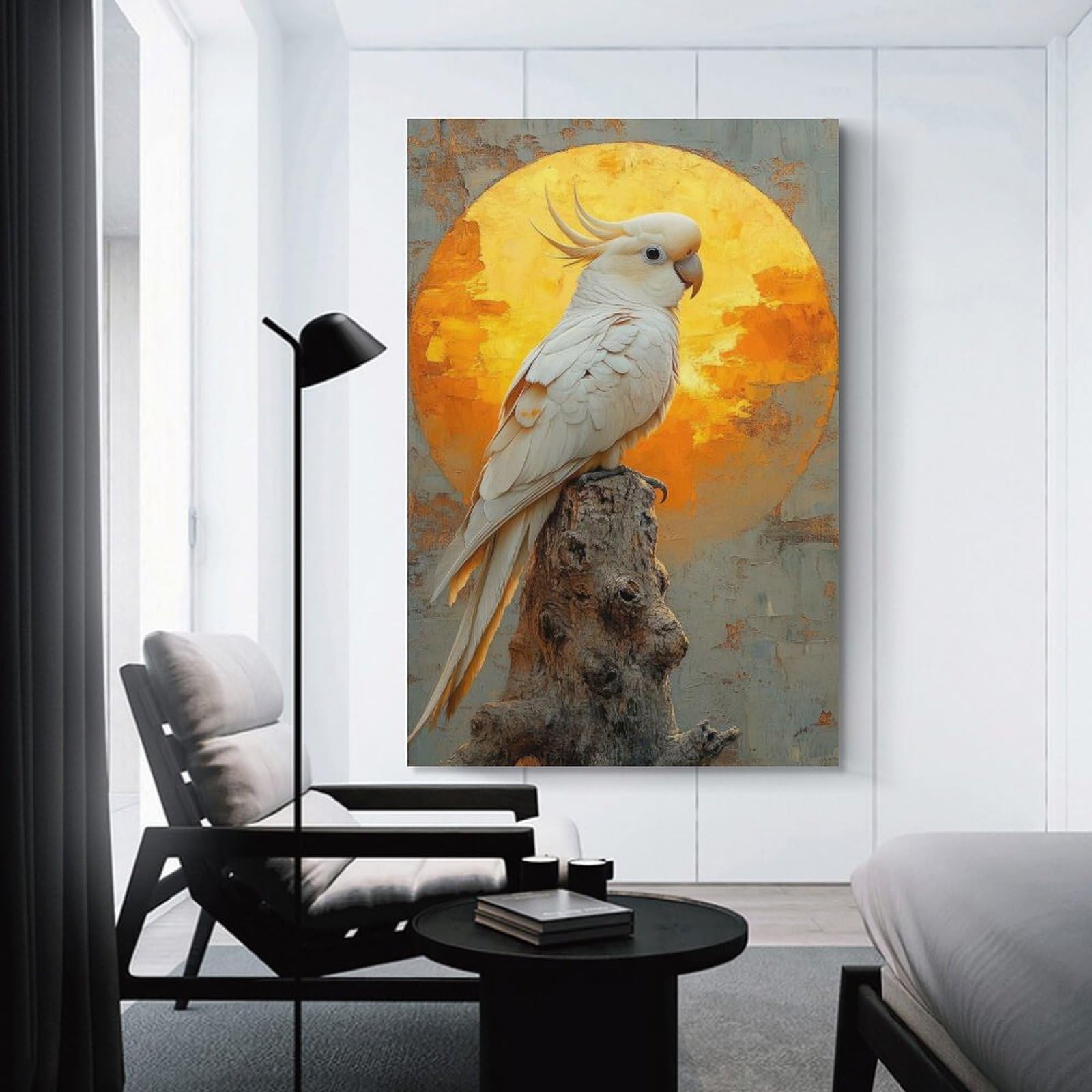Junmoney Unframe-Style-15 White Cockatoo Sunset Canvas Wall Decor, 20X30inch(50X75cm), For Wall Displays, Bedrooms Or Room Updates, Wall Decor Suited To Curated Displays