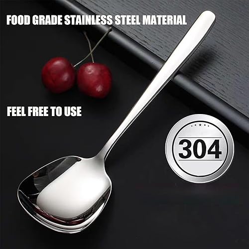 Vista 6 de Cuchara grande de acero inoxidable para servir banquete, cena y banquete, 2 piezas de 10 pulgadas