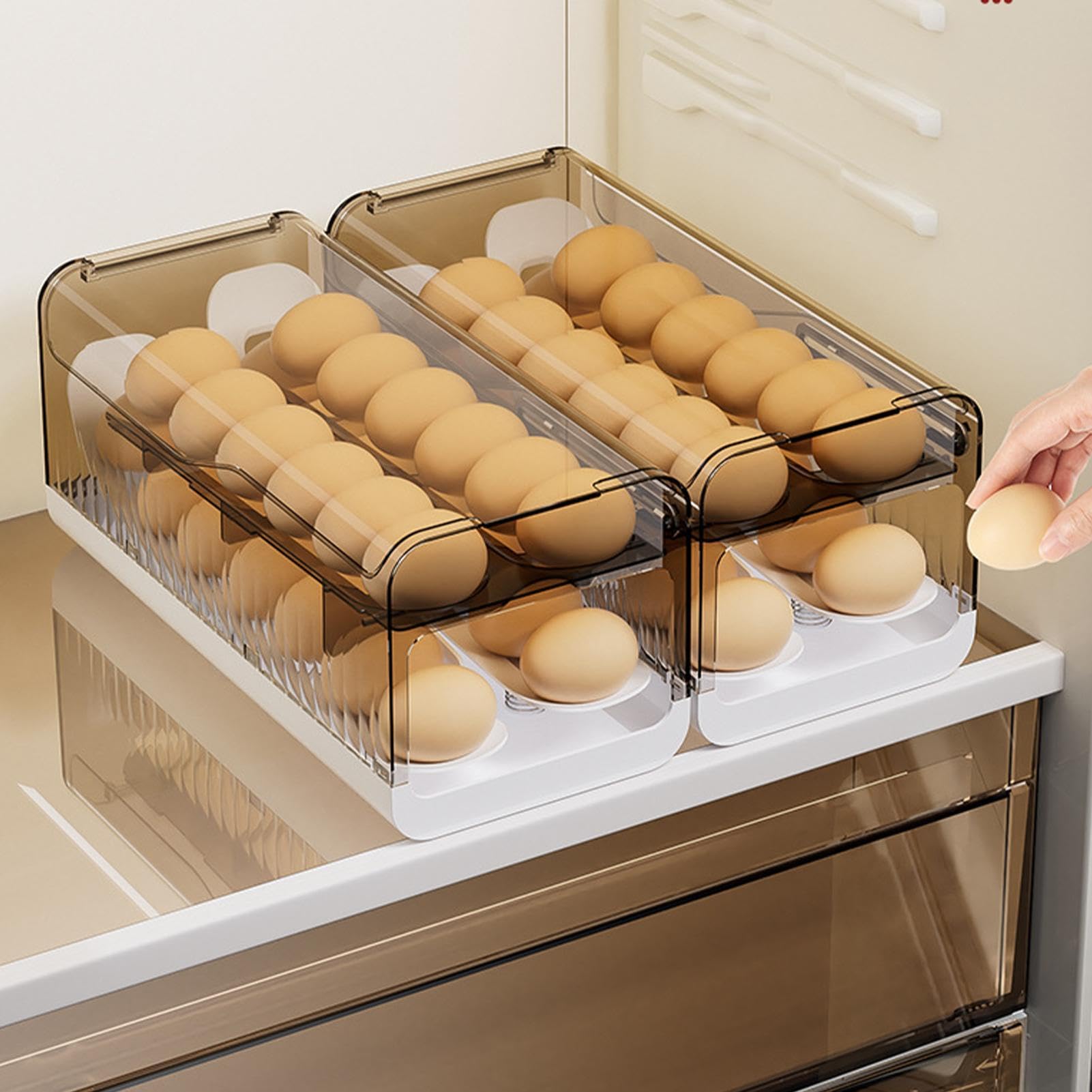 Titular Huevos Para Refrigerador de Ruedas Alimentos Antideslizante | Caja de almacenamiento organizador de huevos para nevera casa cocina estante
