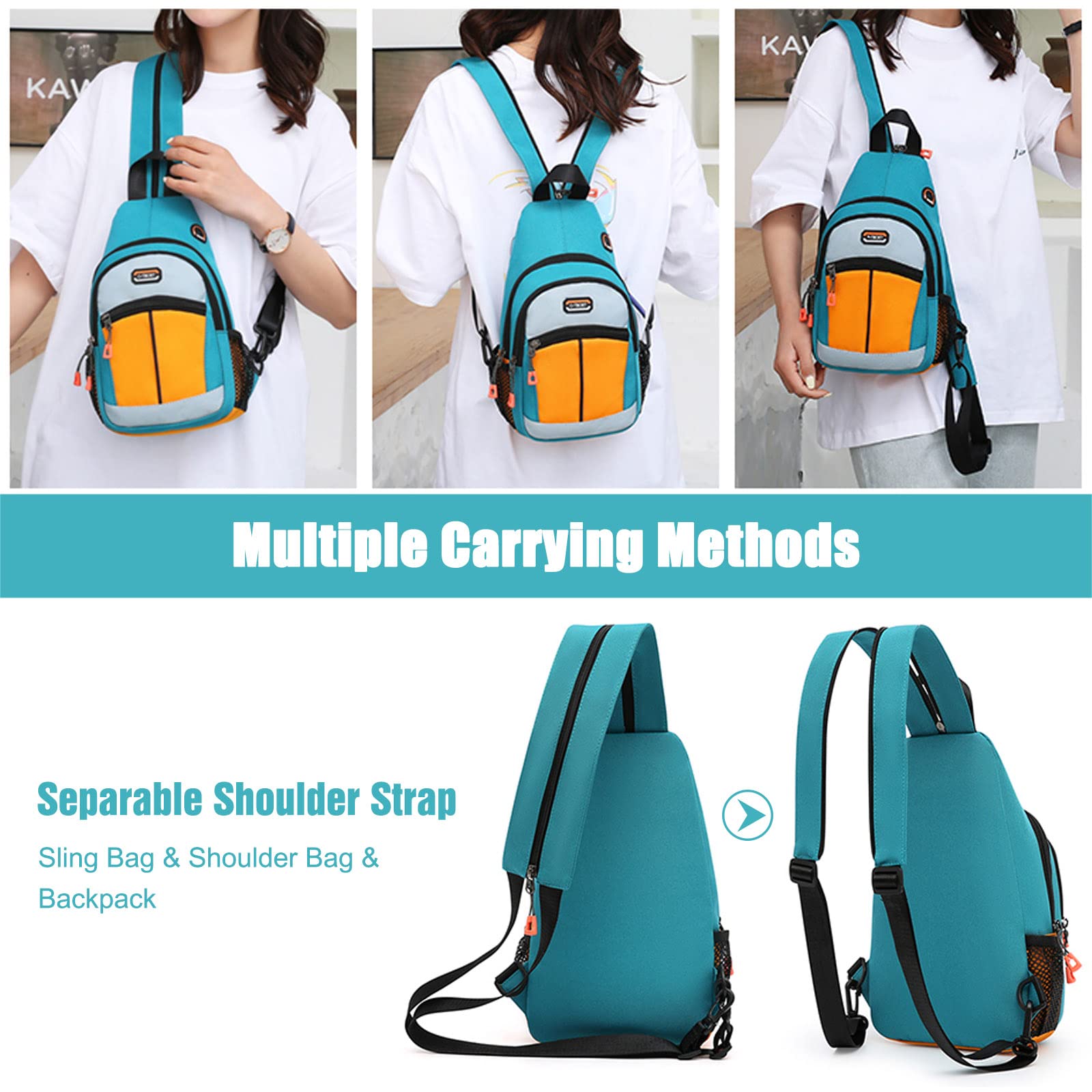 FANDARE Bolsa de Pecho Bolsos Cruzados Mochila Bolsa de Escuela Bolso Hombro Mujer Riñoneras Bolsa Cruzada Bolsos Bandolera Hombres Sling Bag para Ciclismo Escolar Viaje Senderismo Crossbody Bag