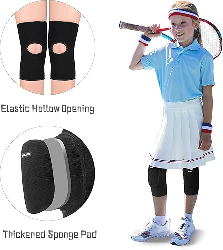 Miniatura 4 de ONTYZZ Rodilleras para niños con acolchado de esponja gruesa, almohadillas de algodón elástico transpirable, rodilleras suaves, protectores para