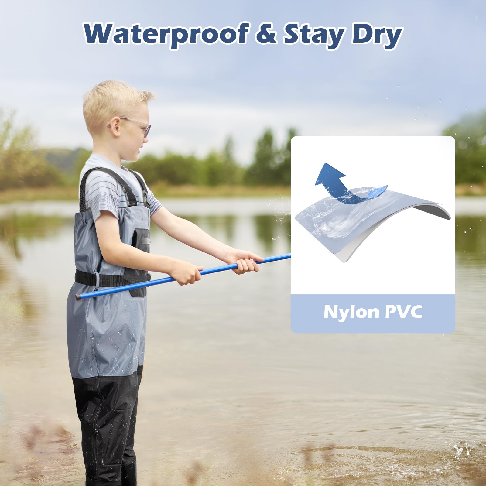 Night Cat Waders Pêche Enfants Cuissardes Peche Garçons Imperméable Respirant PVC Bottes
