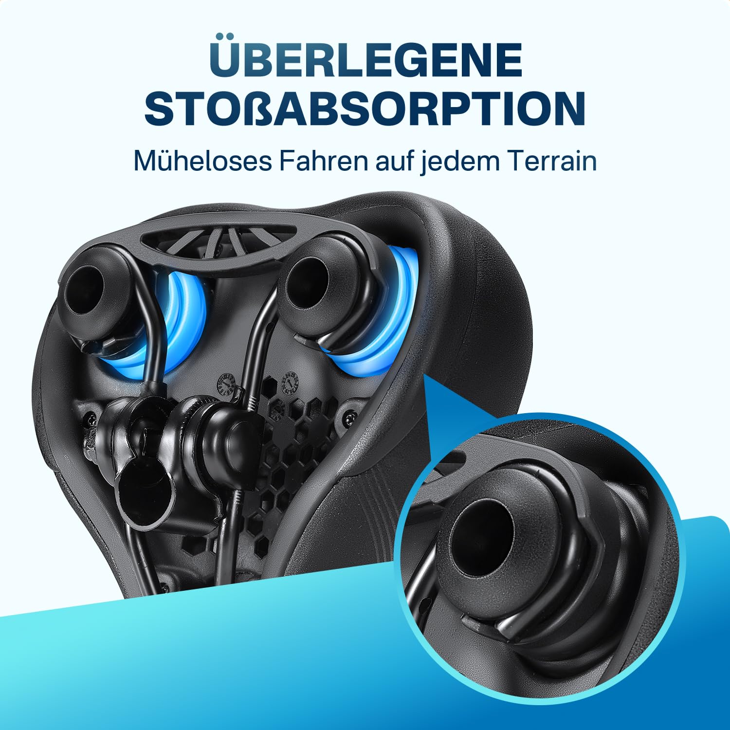YOUNGDO Fahrradsattel, Bequemer & Ergonomischer Fahrrad Sattel, Neues Modell, Verbesserte Wasserdichtigkeit, Memory-Foam, Atmungsaktiv, Stoßdämpfend, für Herren & Damen