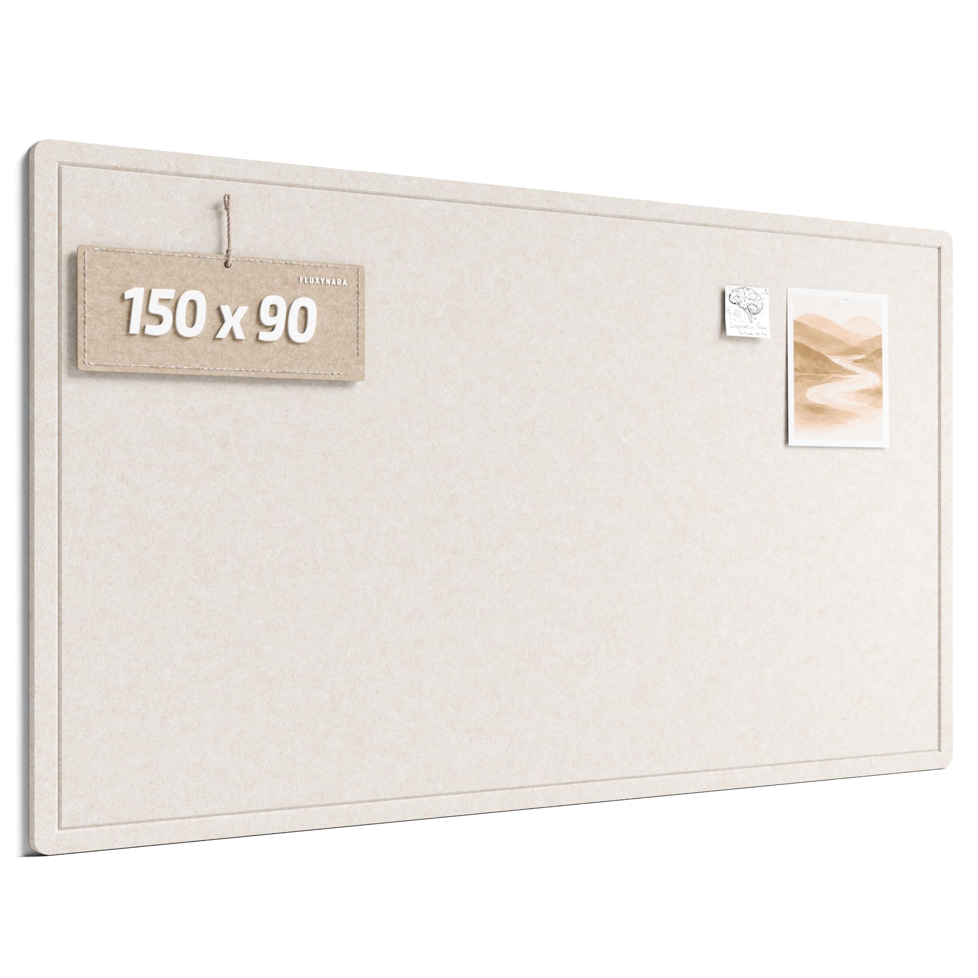 Fluxynara Large Bulletin Board, 150x 90cm Cork Board Alternative with 24 Safe Removable Adhesive Tabs, Foldable Felt Pin Board for Home Office, Classroom, Bedroom,Entryway for Walls— Oatmeal — image 1