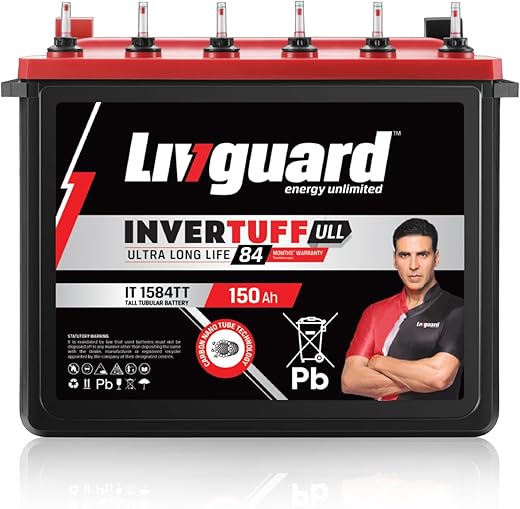 Livguard IT 1584TT |Tall Tubular Inverter Battery |150 Ah |84 Months Warranty | Reliable Backup for Home, Office and Shop